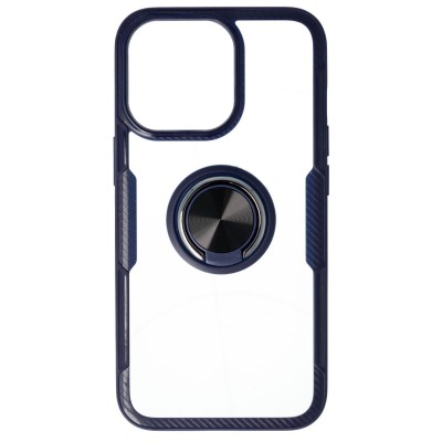 Husa TPU+PC Carbon Ring, iPhone 13mini, Fibra Carbon, Albastru